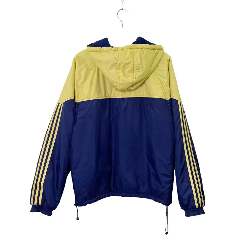 Adidas‎ Reversible Jacket Coat Size Large Navy Blue And Yellow 90s Fleece/Nylon